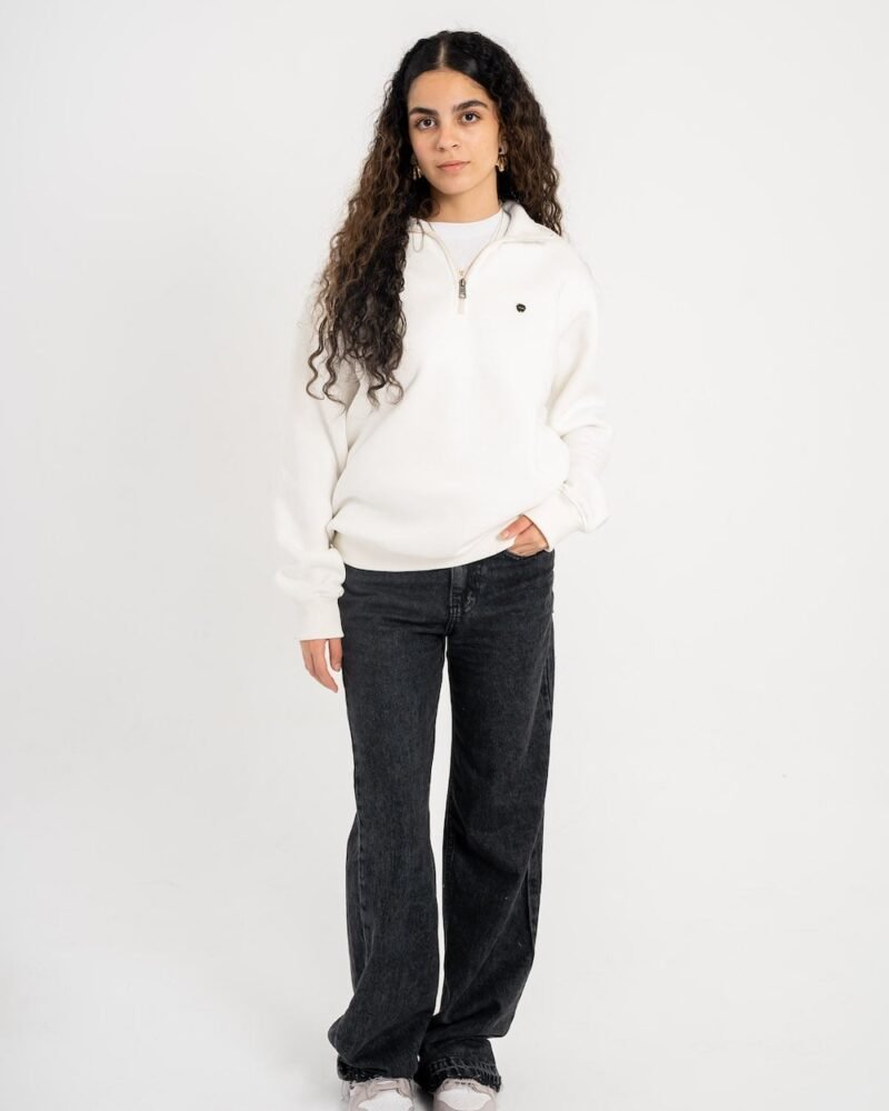 "Core Unisex Quarter-Zip – off-white"